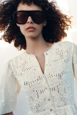 CHAQUETA ROM?NTICA PUNTO COMBINADO / Crudo - Zara фото 5