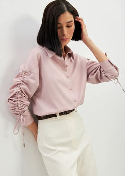 Блузка тонкая джинса OD-858-1 пудра OD-858-1