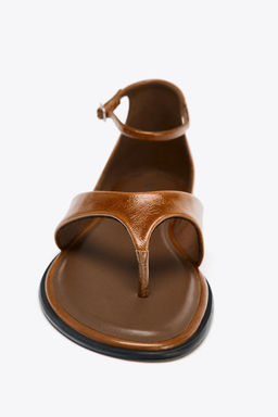 LEATHER TOE POST SANDALS - Zara фото 5
