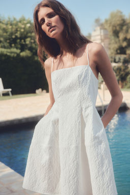 Vestido en tejido jacquard con tirantes espagueti - H&m фото 6
