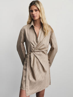 Платье мини асимметричного кроя в полоску / Zarina  фото 2