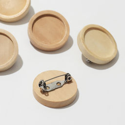 Основа для броши деревянная d=2.5 см, набор 5 шт., светло-коричневая