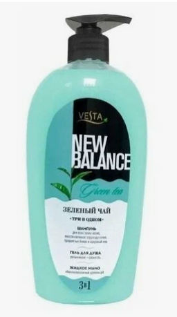 VESTA шампунь д/волос 500мл 3в1 Зеленый чай с дозатором