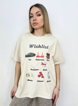 K12442 Футболка OVER SIZE (плотный хлопок) СВ_БЕЖЕВЫЙ