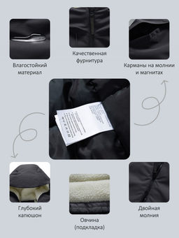 Парка зимняя мужская с капюшоном черного цвета 9533-1Ch - Valianly фото 22