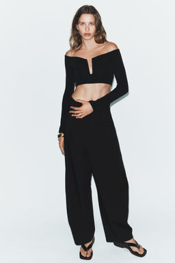 LONG SLEEVE CROPPED TOP - Zara фото 7