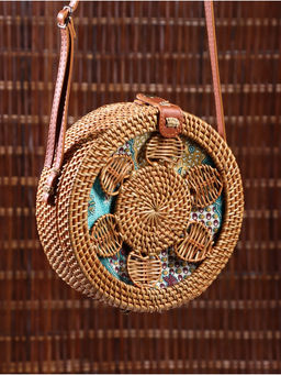 Сумка женская через плечо плетёная «Цветок», 20×6×70 см, ротанг