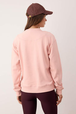 Ac?k Gul Kurusu Premium Oversize Kal?p Nak?sl? Kal?n Ici Polarl? Orme Sweatshirt TWOAW26SW00203 - Trendyolmilla фото 4