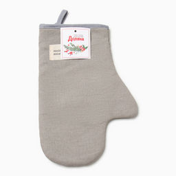 Варежка-прихватка Доляна Душевная кухня цв.серый 20х28см, рогожка, 100% х/л  фото 4