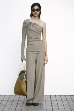 TEXTURED WIDE-LEG TROUSERS