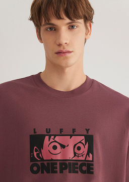 Luffy Bask?l? K?rm?z? Tisort - Mavi фото 5