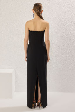 TRENDYOLMILLA Bordo Straplez Puskul Detayl? Dokuma Uzun S?k Abiye & Mezuniyet Elbise TPRSS25AE00140 фото 8