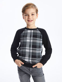 Bisiklet Yaka Ekose Uzun Kollu Erkek ?ocuk Triko Kazak - Waikiki фото 3