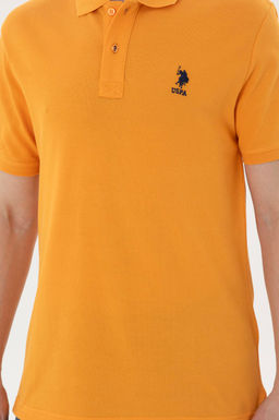 Мужская темно-желтая базовая футболка с воротником-поло Неожиданная скидка в корзине - U.s. polo assn фото 6