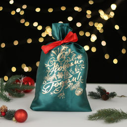 Цена за 5 шт. Мешок С новым годом!, ёлка и игрушки,зелёный, 20 х 30см