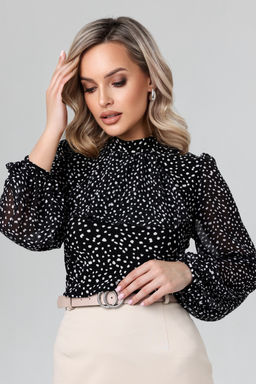 Блузка женская 7065/06/Черный, белый - Rise фото 3