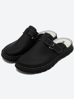 04 | Luka | Черные мужские медицинские сабо натуральная кожа (перфорация)