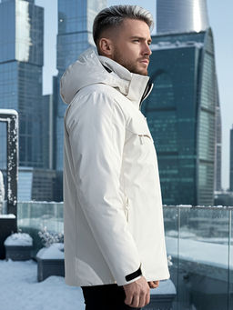 Горнолыжная куртка мужская зимняя белого цвета 2412Bl