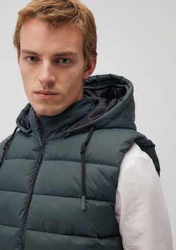 Kapusonlu Yesil Sisme Yelek - Mavi фото 7