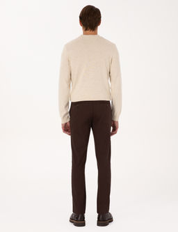 Koyu Kahverengi Slim Fit Kanvas Pantolon