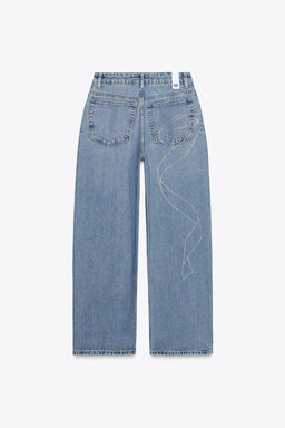 RELAXED OVERSIZE HIGH-WAIST RHINESTONE JEANS - Zara фото 6