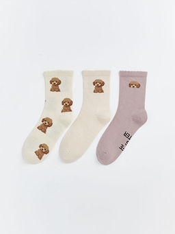 K?pek Bask?l? Kad?n Soket ?orap 3l?