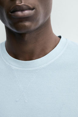 SUDADERA REGULAR FIT ESTRUCTURA PIQU? / Celeste lavado - Zara фото 5