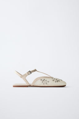 EMBROIDERED FANCY SLINGBACK BALLET FLATS