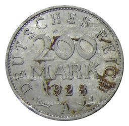 Монета 200 марок 1923 года А Германия