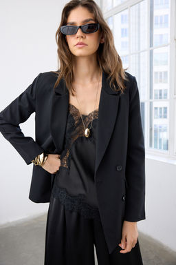 Antrasit Regular Astarl? Dugme Detayl? Dokuma Blazer Ceket TWOAW21CE0264