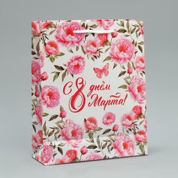 Цена за 2 шт. Пакет подарочный ламинированный, упаковка, 8 марта, ML 21?25?8 см