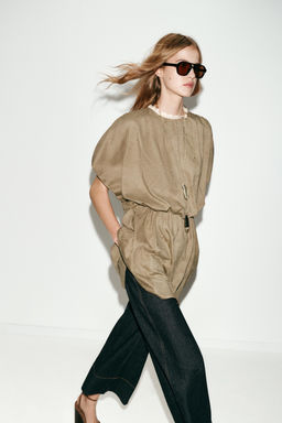 VESTIDO CORTO EFECTO ANTE / Tostado - Zara фото 6