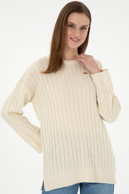 Женский кремовый свитер с круглым вырезом Неожиданная скидка в корзине - U.s. polo assn фото 3