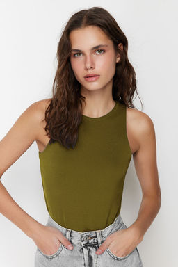 Yag Yesili Halter Yaka Vucuda Oturan Esnek Alttan C?tc?tl? Orme Body TWOSS20BD0044
