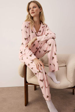 Pembe-Cok Renkli Bask?l? Shally Dokuma Pijama Tak?m? THMAW26PT00149