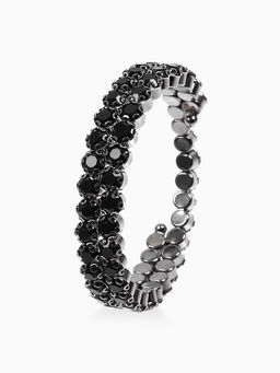Браслет-пружинка со стразами, цвет чёрный