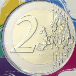 Монета 2 евро 2024 года Бельгия Борьба с раком в Бельгии(текст на лицевой стороне блистера на фламандском и английском)