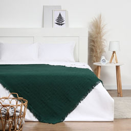 Плед с бахромой «Этель» Emerald, 130×180 см, жаккард