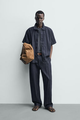 PANTAL?N CHINO RAYAS RELAXED FIT / Azul