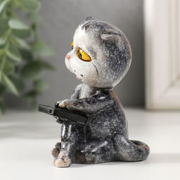 Фигурка полистоун лак «Котишка с телефоном», 7×6×7 см