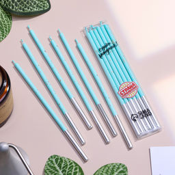 Цена за 2 шт. Свечи для торта «Исполнение желаний», 15 см, 6 шт., голубой цвет