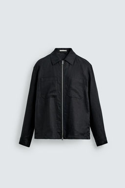 SOBRECAMISA 100% LINO CREMALLERA / Negro - Zara фото 7
