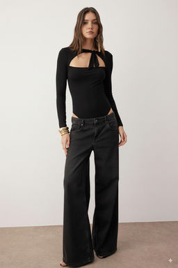 Siyah Baglamal? Asimetrik Yaka Orme Body TPRAW26BD00023