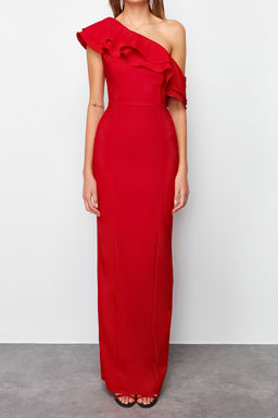 Siyah Vucudu Saran Volanl? Dokuma S?k Abiye UzunElbise TPRSS24AE00066 - Trendyolmilla фото 13