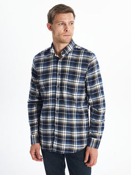 Regular Fit Uzun Kollu Ekose Gabardin Erkek G?mlek