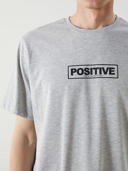 Bisiklet Yaka Bask?l? Penye Erkek Ti??rt