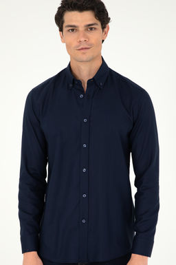 Мужская темно-синяя базовая рубашка с длинным рукавом - U.s. polo assn фото 3