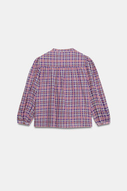 BLUSA CUADROS CUELLO REDONDO / Multicolor - Zara фото 7