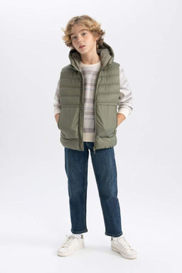 Водоотталкивающий жилет с капюшоном для мальчиков - Defacto фото 2
