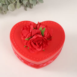 Шкатулка музыкальная механическая Нежные розы, пластик, красная, 12?13.5?10.5 см